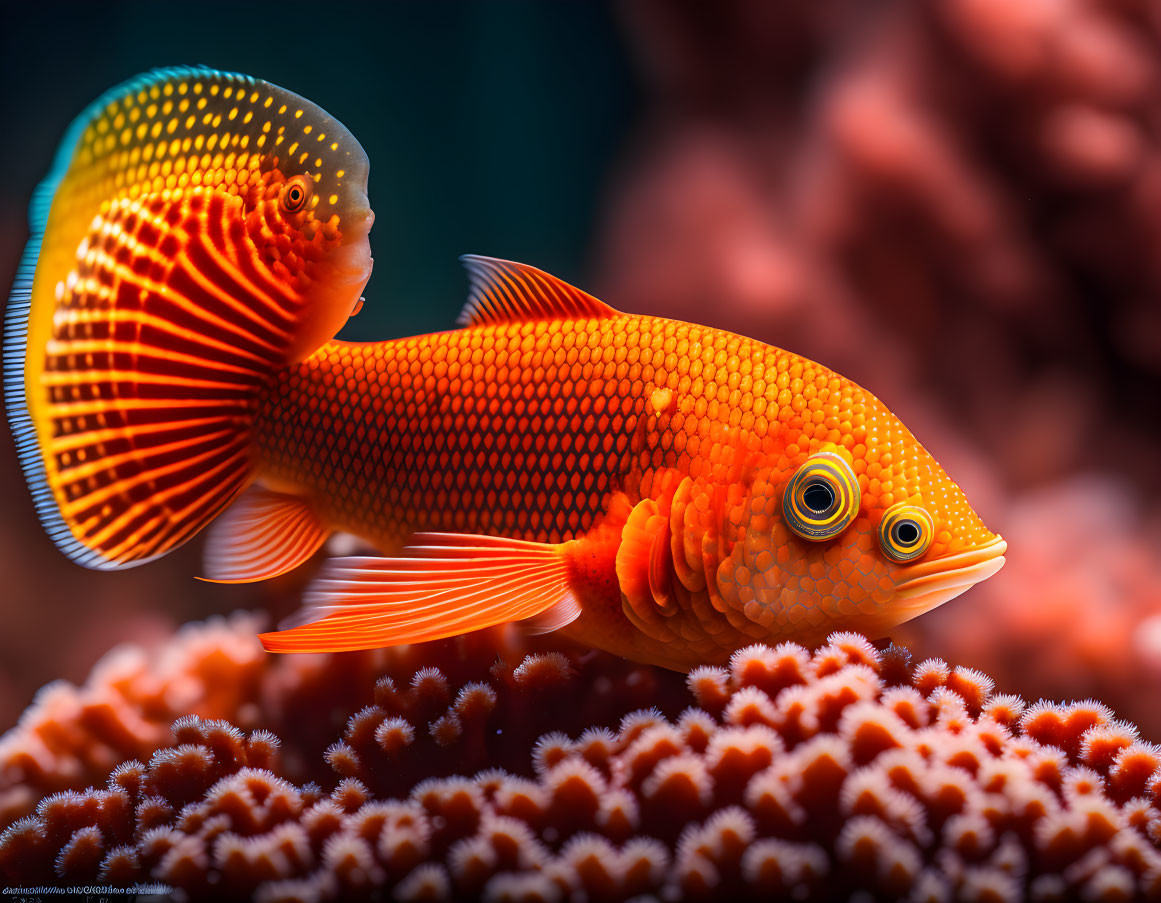 Colorful Fish Swimming Above Coral in Vibrant Underwater Scene