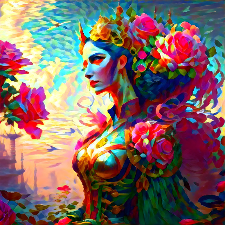  beautiful pink rose and flower goddess 