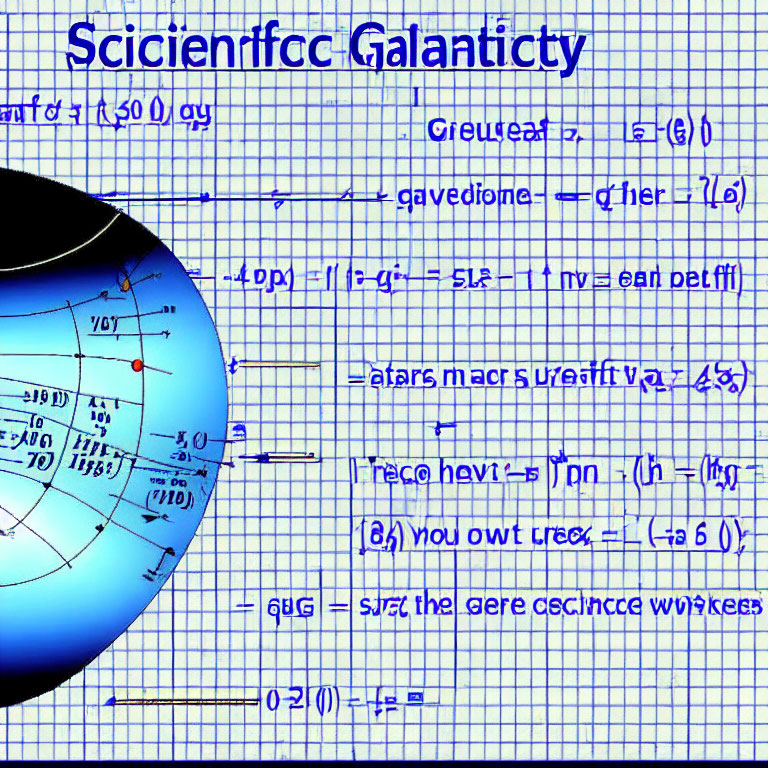 Scientific image with mathematical equations and celestial diagrams.