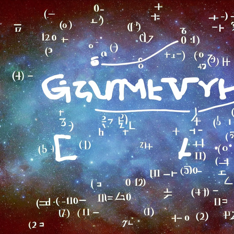 Abstract Cosmic Background with Mathematical Formulas and Symbols
