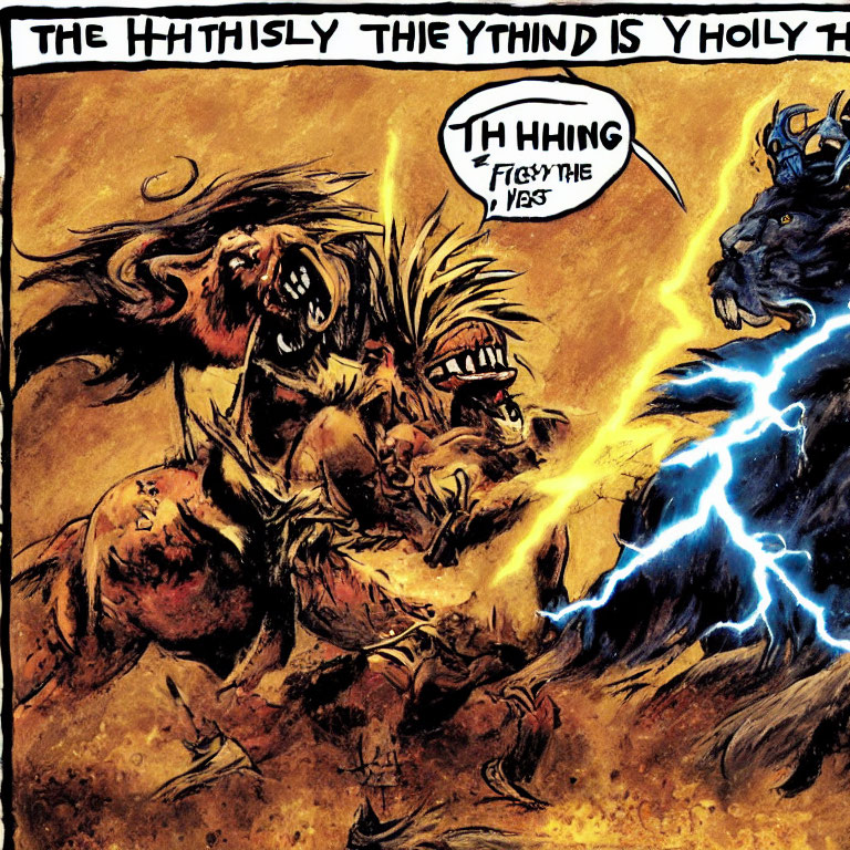 Muscular character in battle with crackling energy - Comic Book Panel
