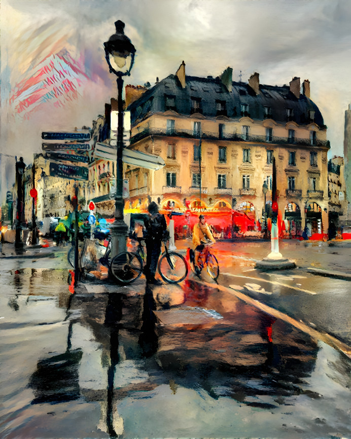 Boulevard Saint Michel sous la pluie Paris