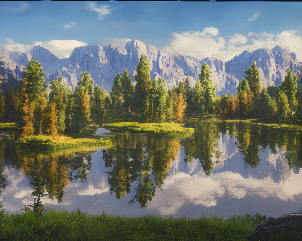Tranquil Mountain Landscape with Mirror-Like Lake