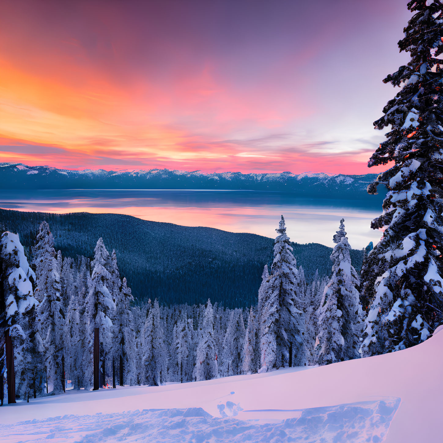 Snowy Lake Tahoe