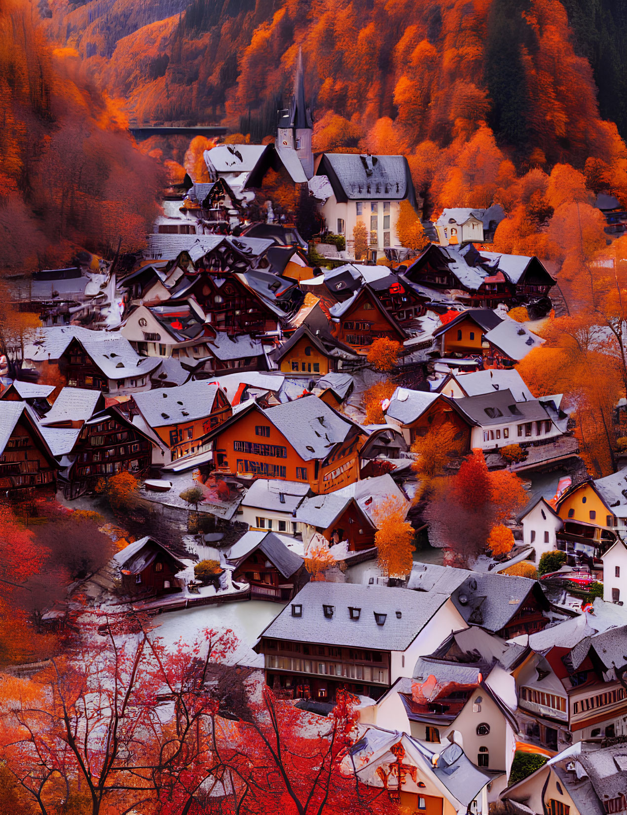 Autumn Village in Hallstatt, Austria
