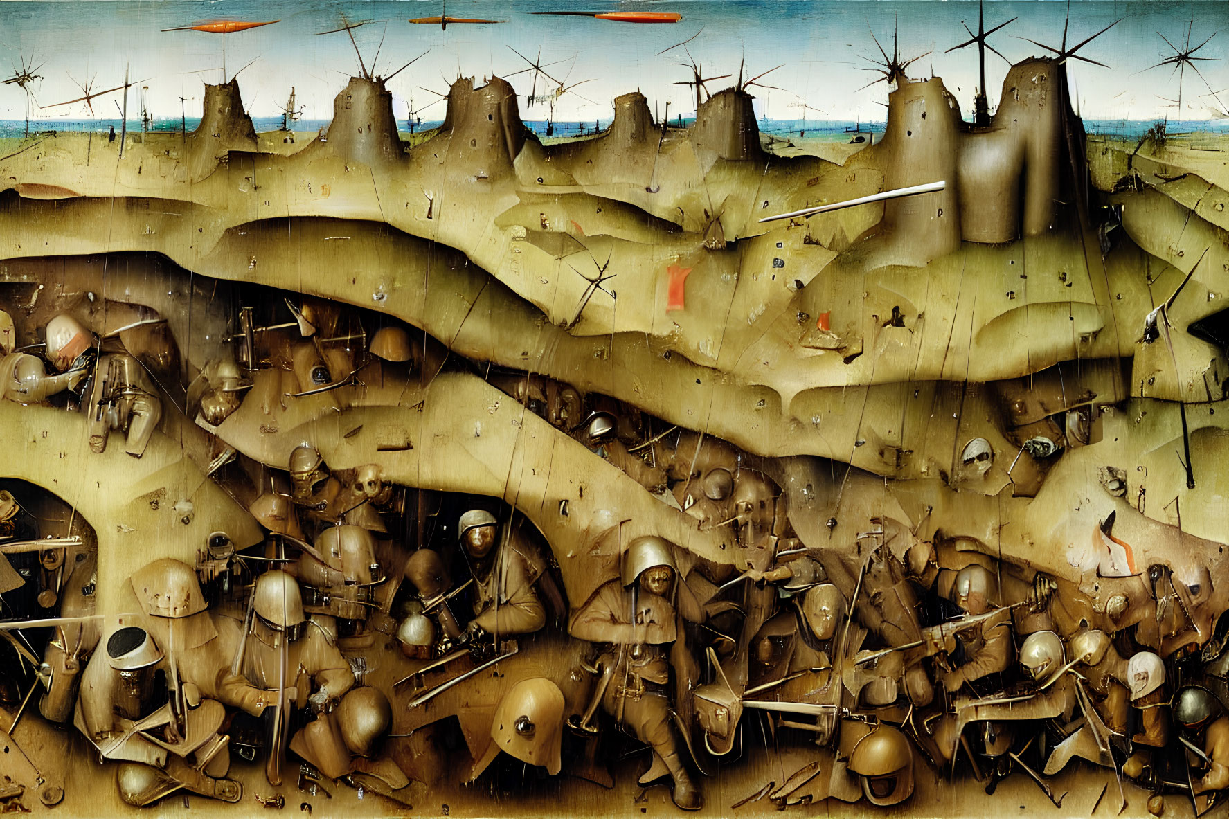 Panoramic Medieval Battle Scene with Armored Soldiers and Siege Towers