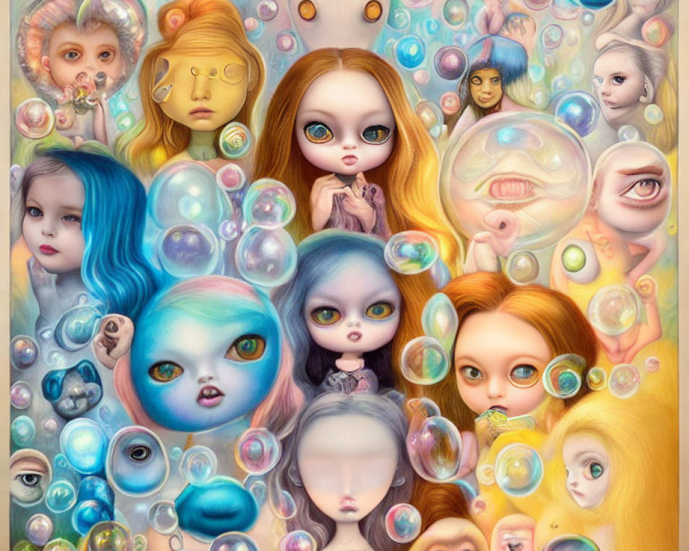 Colorful Surreal Art: Stylized Faces & Ethereal Eyes