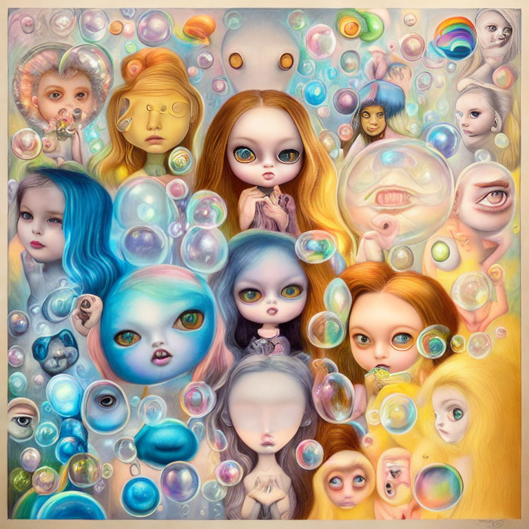 Colorful Surreal Art: Stylized Faces & Ethereal Eyes