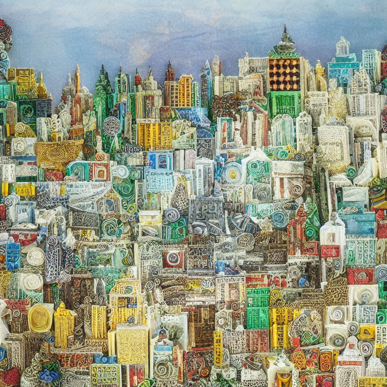 Vibrant fantasy cityscape illustration with intricate building designs