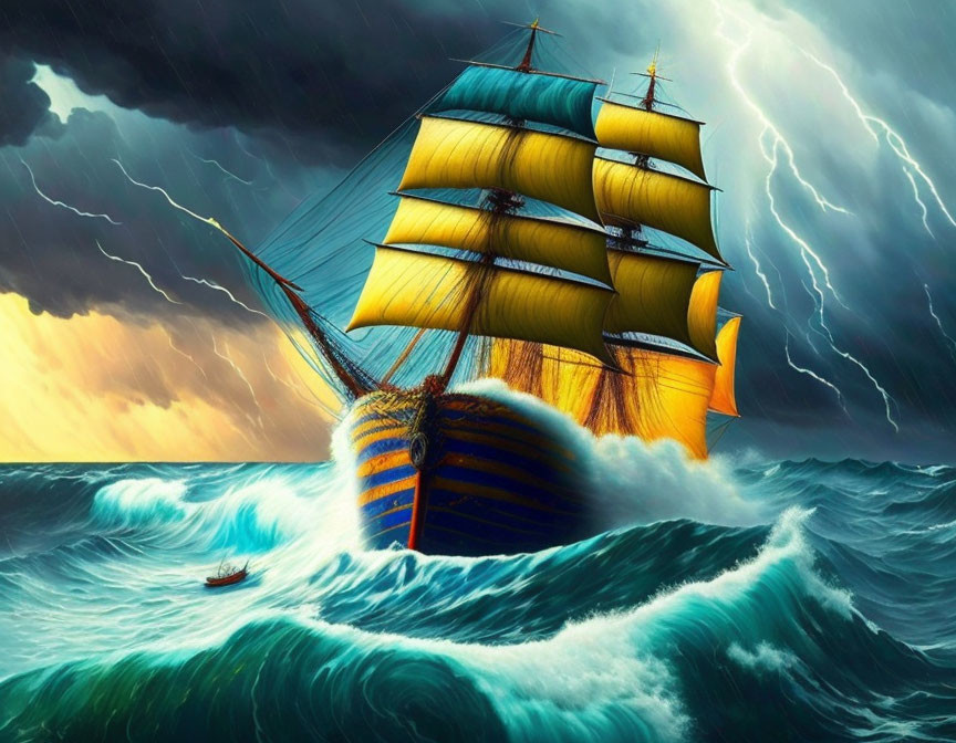 Ship in the storms