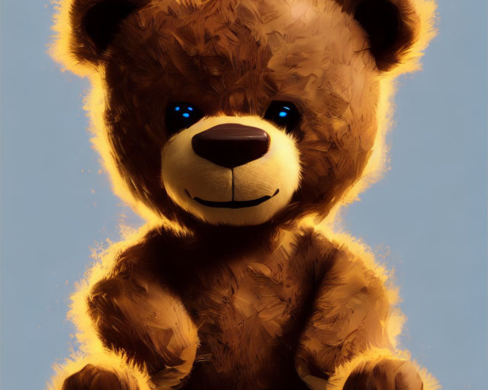 Fluffy Teddy Bear Illustration with Gentle Expression