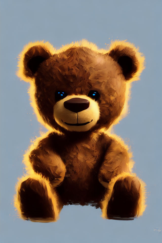 Fluffy Teddy Bear Illustration with Gentle Expression