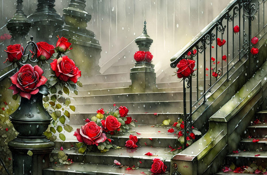 Roses on a rainy sunday
