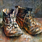 Colorful Paint Splattered Boots Artwork Displayed