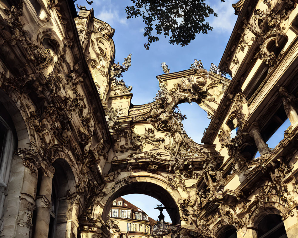 Intricate Baroque Stone Archway Connecting Buildings