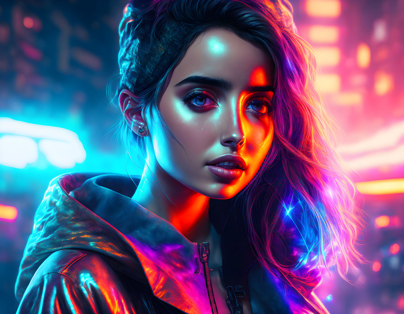 girl in a cyberpunk setting 