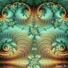 Colorful digital art: Goldfish with intricate fin patterns in teal water.