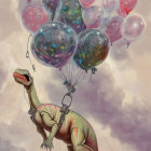 Colorful Balloon Harness Lifts Dinosaur with Smaller Companion