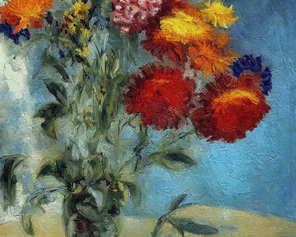 Vibrant impressionist painting of colorful flower bouquet