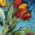 Vibrant impressionist painting of colorful flower bouquet