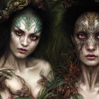 Fantasy-inspired makeup and costumes of forest creatures in lush greenery