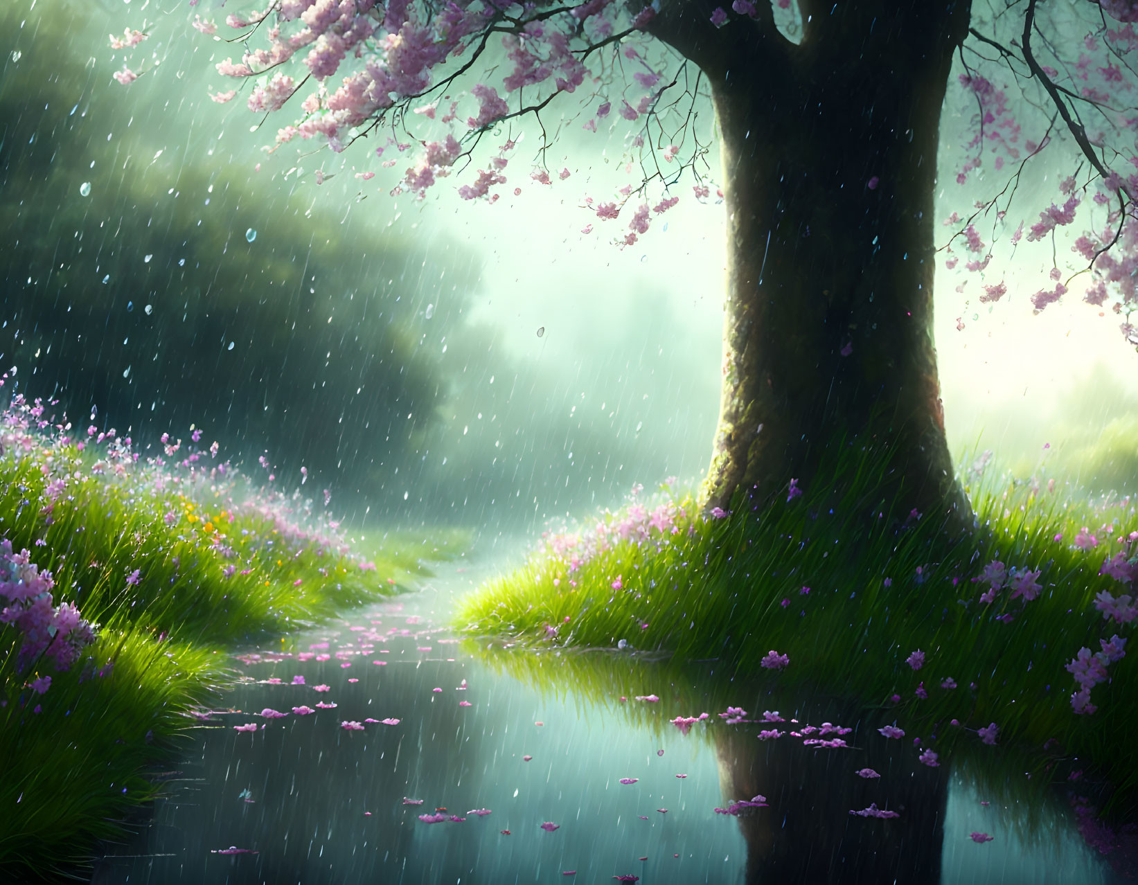  a spring rain scene
