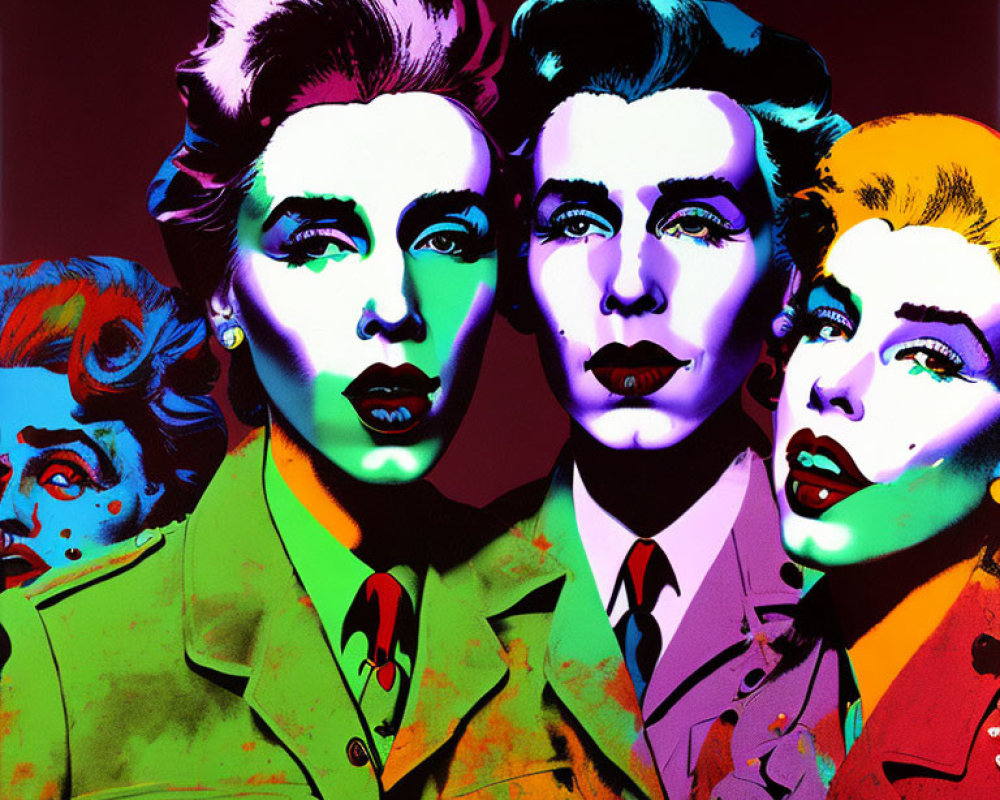Colorful Pop Art Style Image: Four Stylized Person Portraits