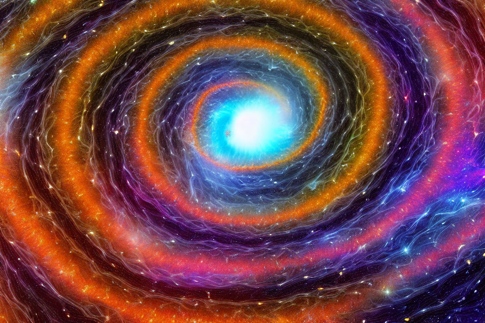 Colorful Digital Art: Cosmic Celestial Circles in Blues, Purples, Oranges &