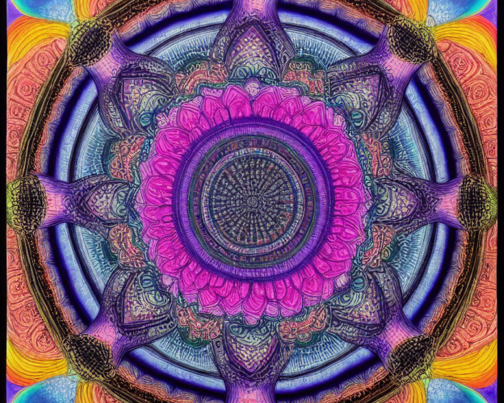Colorful Mandala Design in Purple, Pink, and Blue Hues