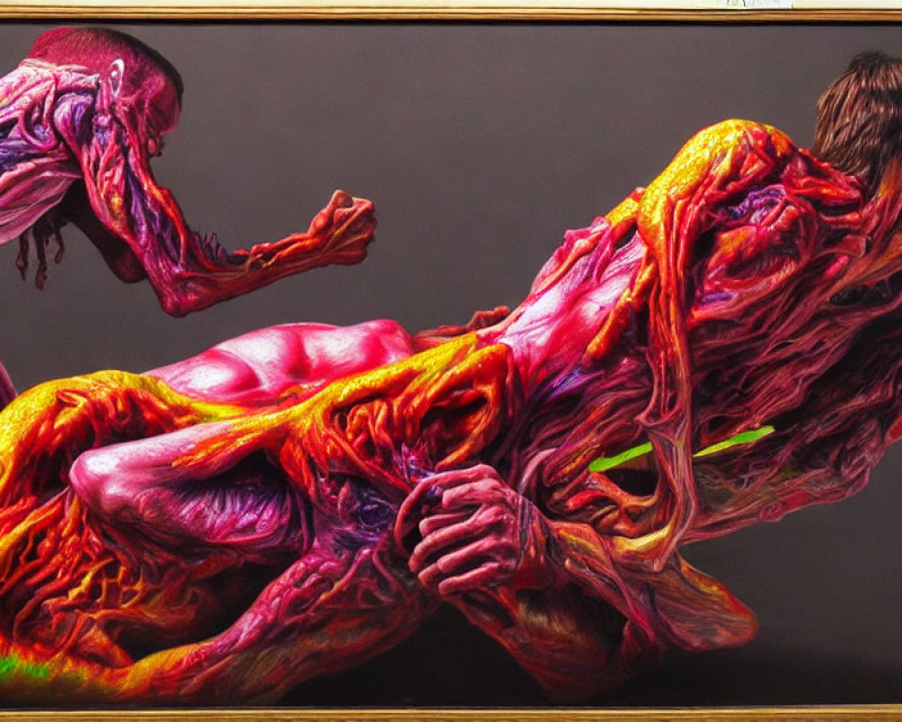 Detailed Anatomical Painting of Muscular Figures