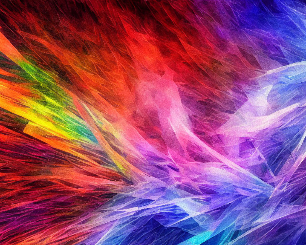 Colorful Abstract Fractal Art with Rainbow Spectrum and Angular Lines