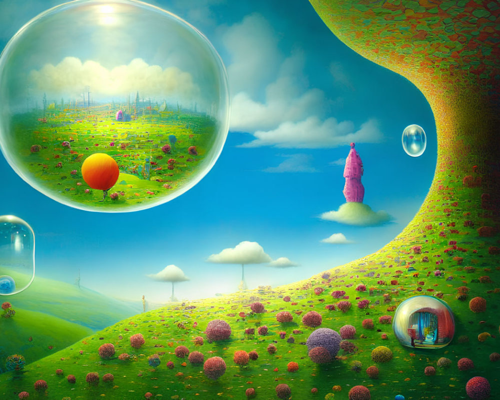 Colorful Trees and Bubbled Enclosures in Surreal Landscape