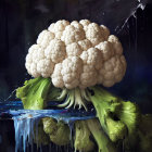 Surreal image: Cauliflower with tree branches on waterfall