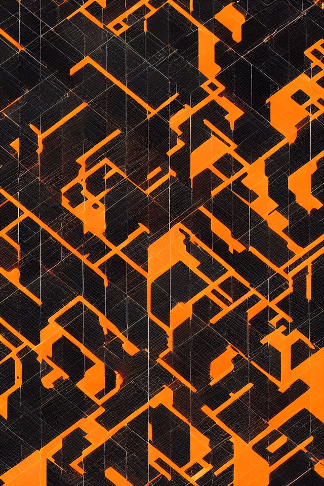 Intricate Orange Line Pattern on Dark Background