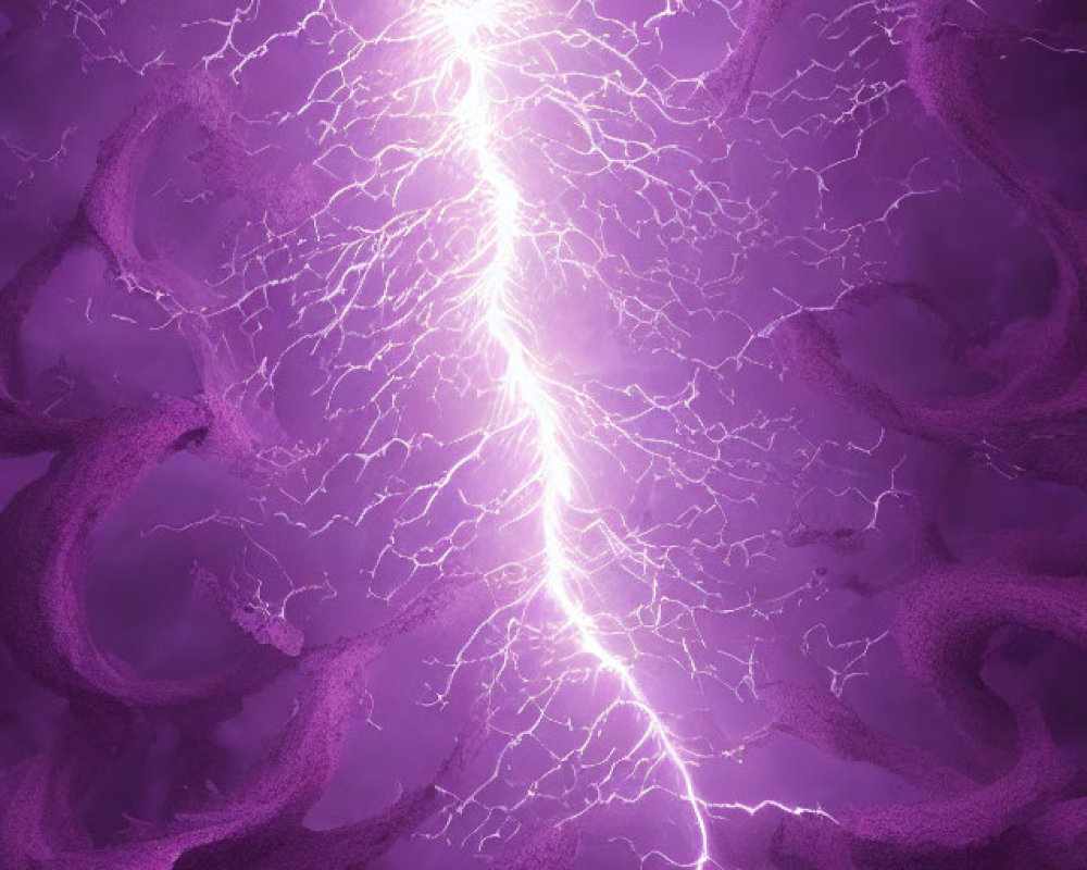 Vivid Purple Backdrop with Intense Lightning Bolts