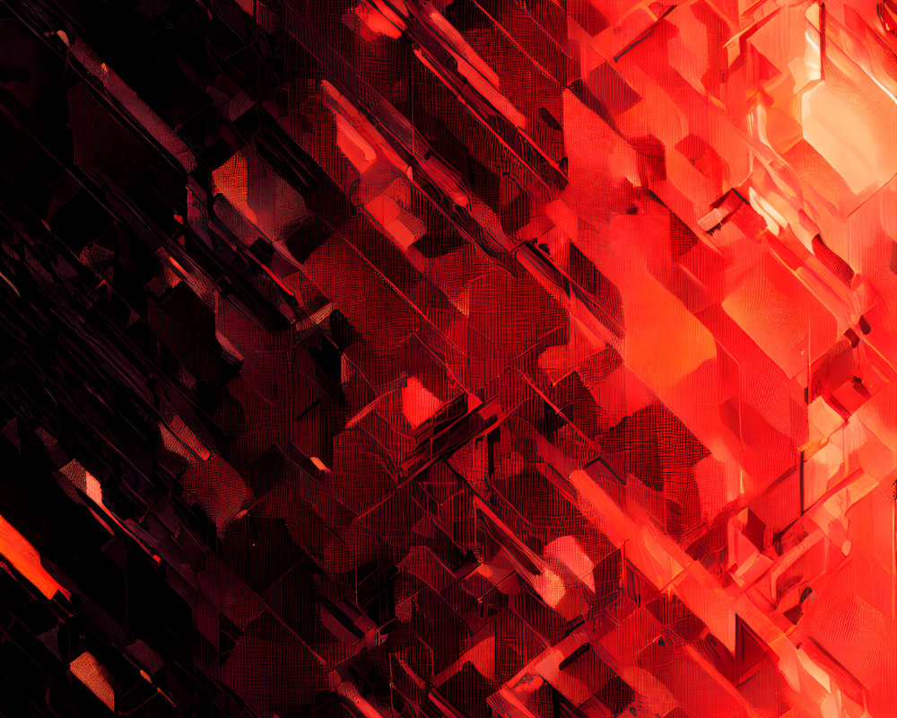 Abstract Red and Black Geometric Pattern Resembling Futuristic Cityscape