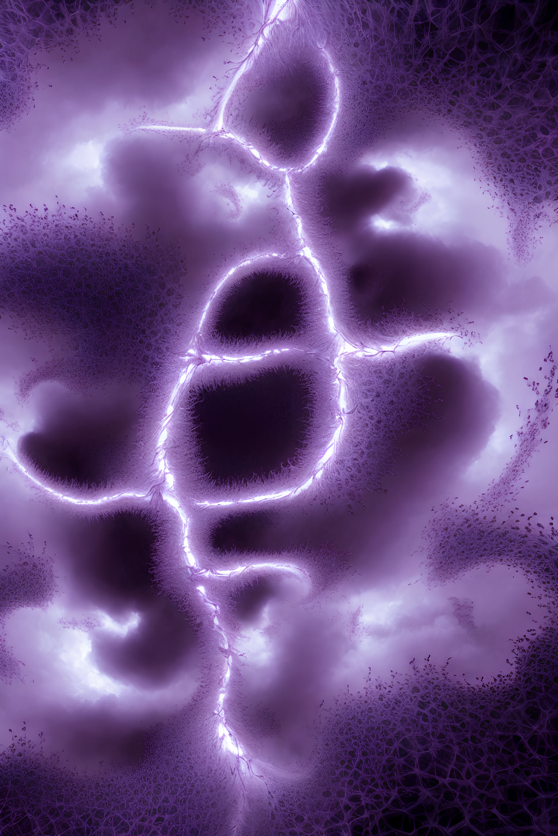 Abstract Purple and White Plasma Pattern on Dark Background