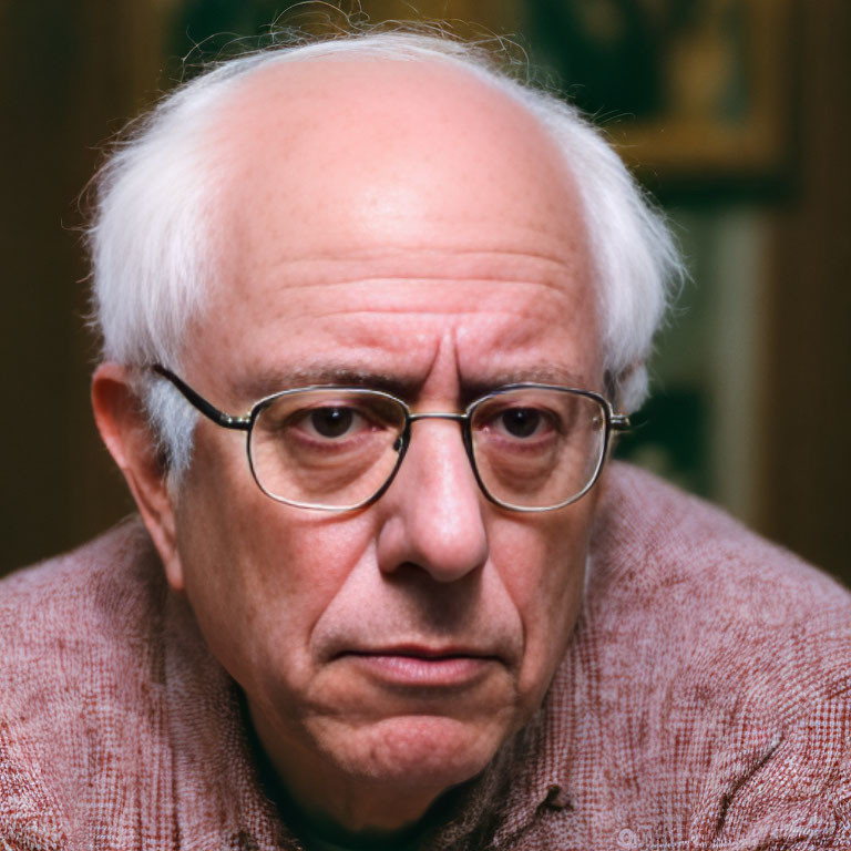 Elderly Man with Glasses and Serious Expression