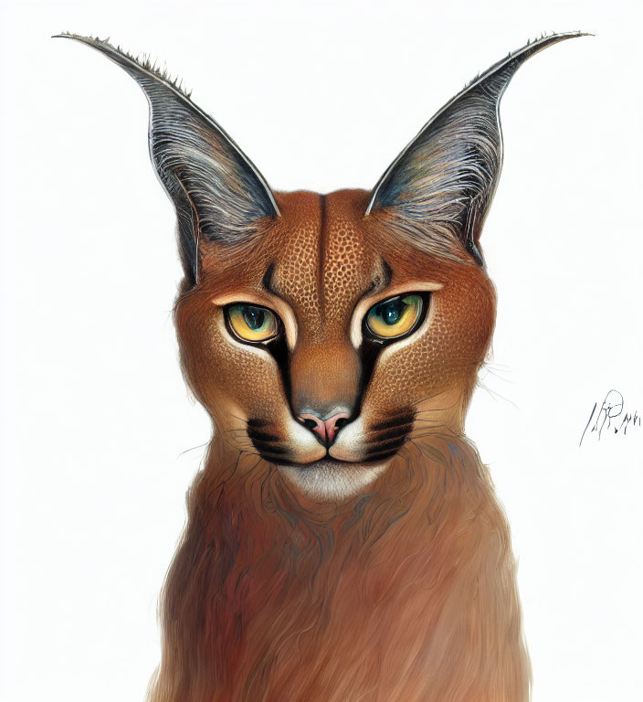 Illustration of Lynx with Sharp Ears and Yellow Eyes