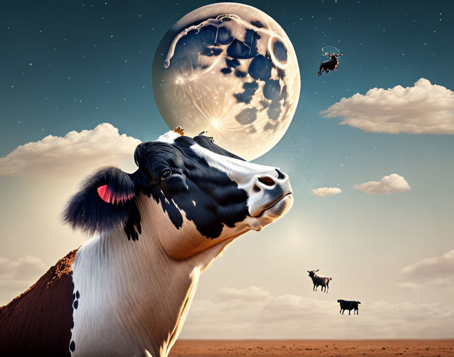   Cow jumping over the moon 