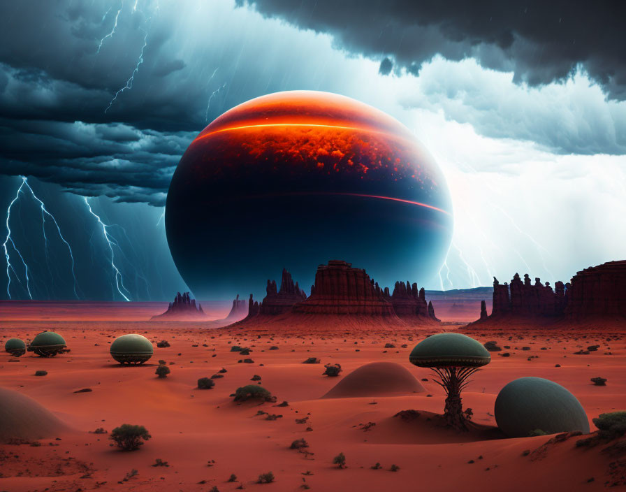 Alien planet During Thunder Storm