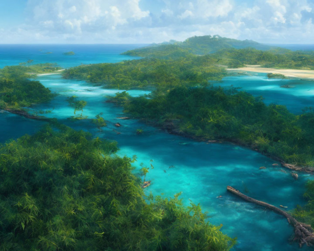 Tranquil Tropical Landscape with Turquoise Waters & Islands