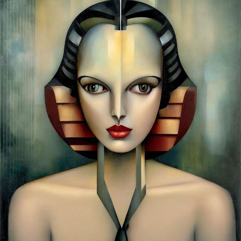 Stylized female portrait with Cleopatra elements and geometric headdress