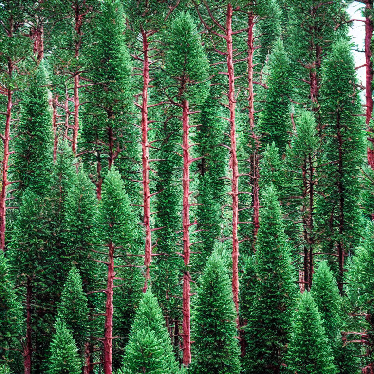 Lush Pine Tree Forest with Dense Foliage