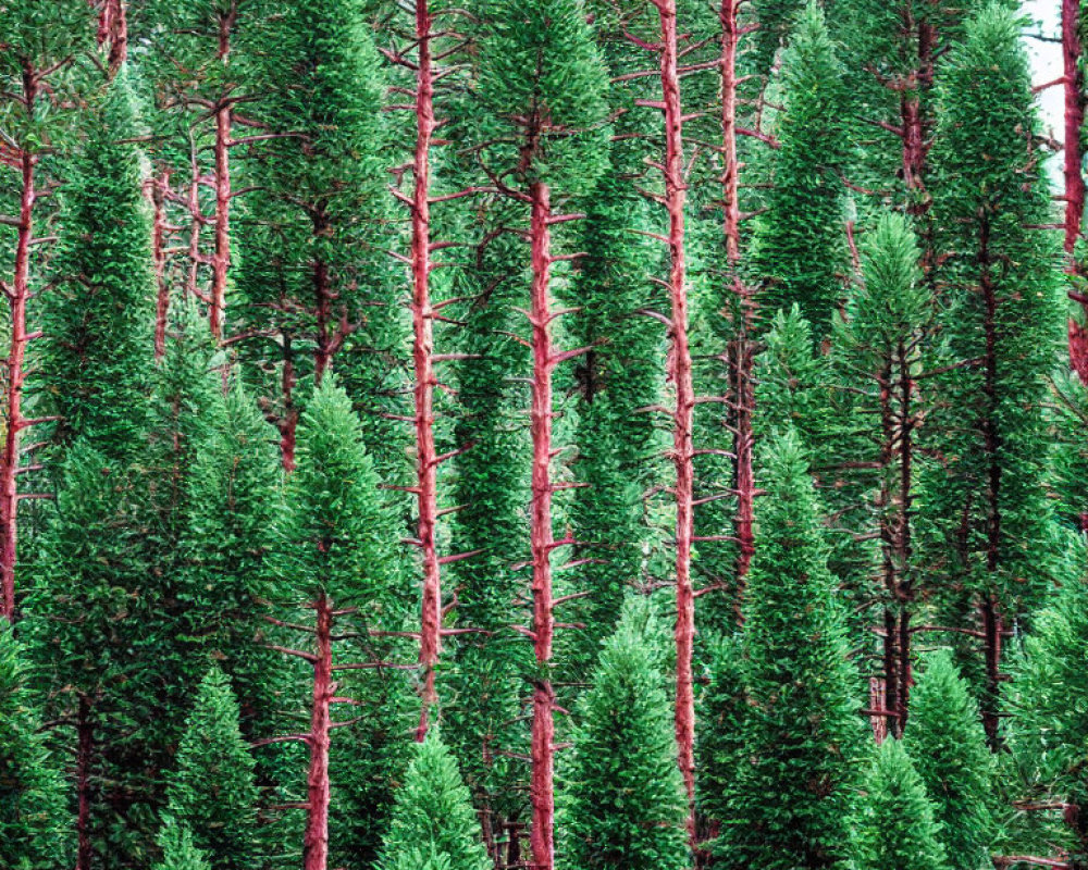 Lush Pine Tree Forest with Dense Foliage