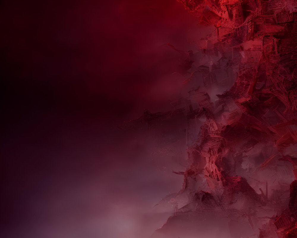 Abstract Image: Deep Reds and Purples with Chaotic Textured Patterns
