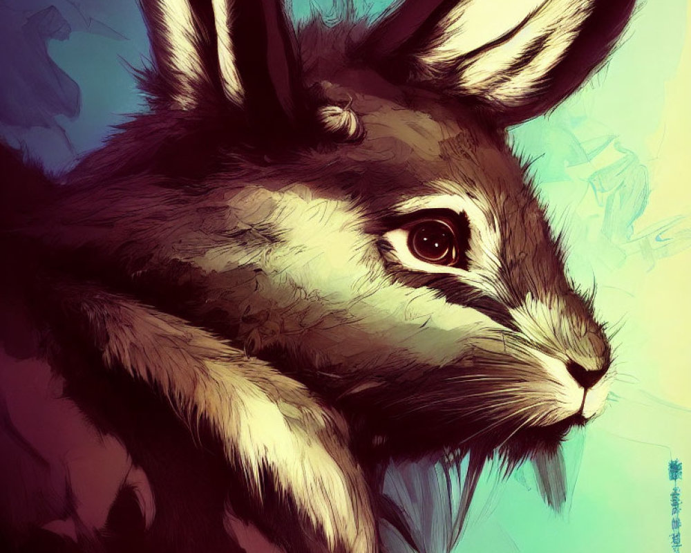 Stylized digital artwork: Rabbit with expressive eyes