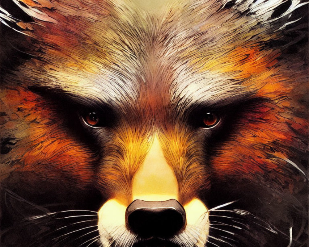 Detailed Fox Illustration with Intense Eyes and Vivid Fur