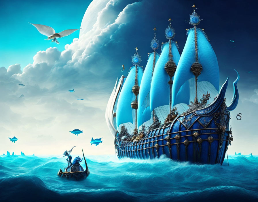 blue viking ship 