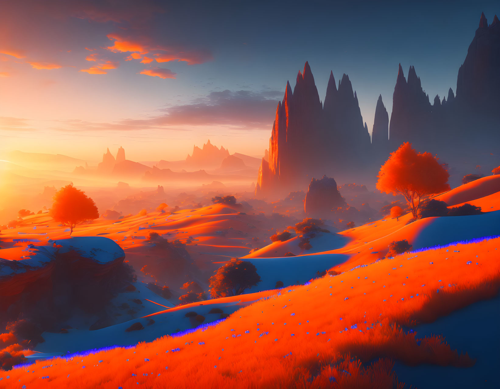 Orange and blue landscape